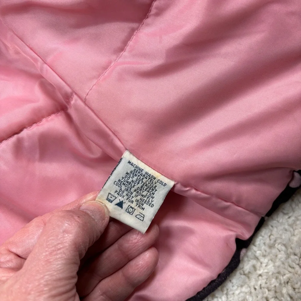 OshKosh B'gosh Girls Size 5 Polka‎ Dot Hooded Fleece Coat Jacket Pink Brown